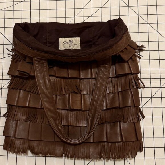 SCULLY WESTERN BROWN LEATHER FRINGE PURSE - Picture 9 of 10